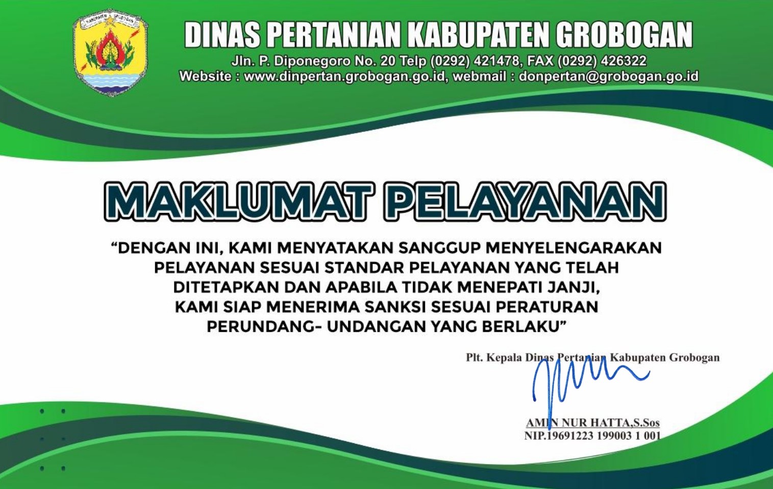 Maklumat Pelayanan Dinas Pertanian